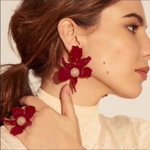 Lele Sadoughi Red Floral Earrings